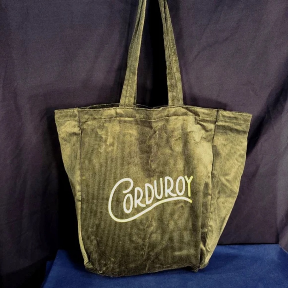 Corduroy Tote Bag in Olive Green